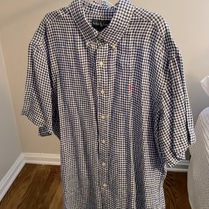 Ralph Lauren Classic Fit - Linen - XL - Blue and White checker